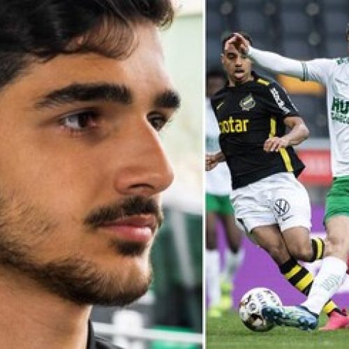 Fokus och beslutsamhet: Ett ögonblick före avspark – Aimar Sher med blicken mot målet.